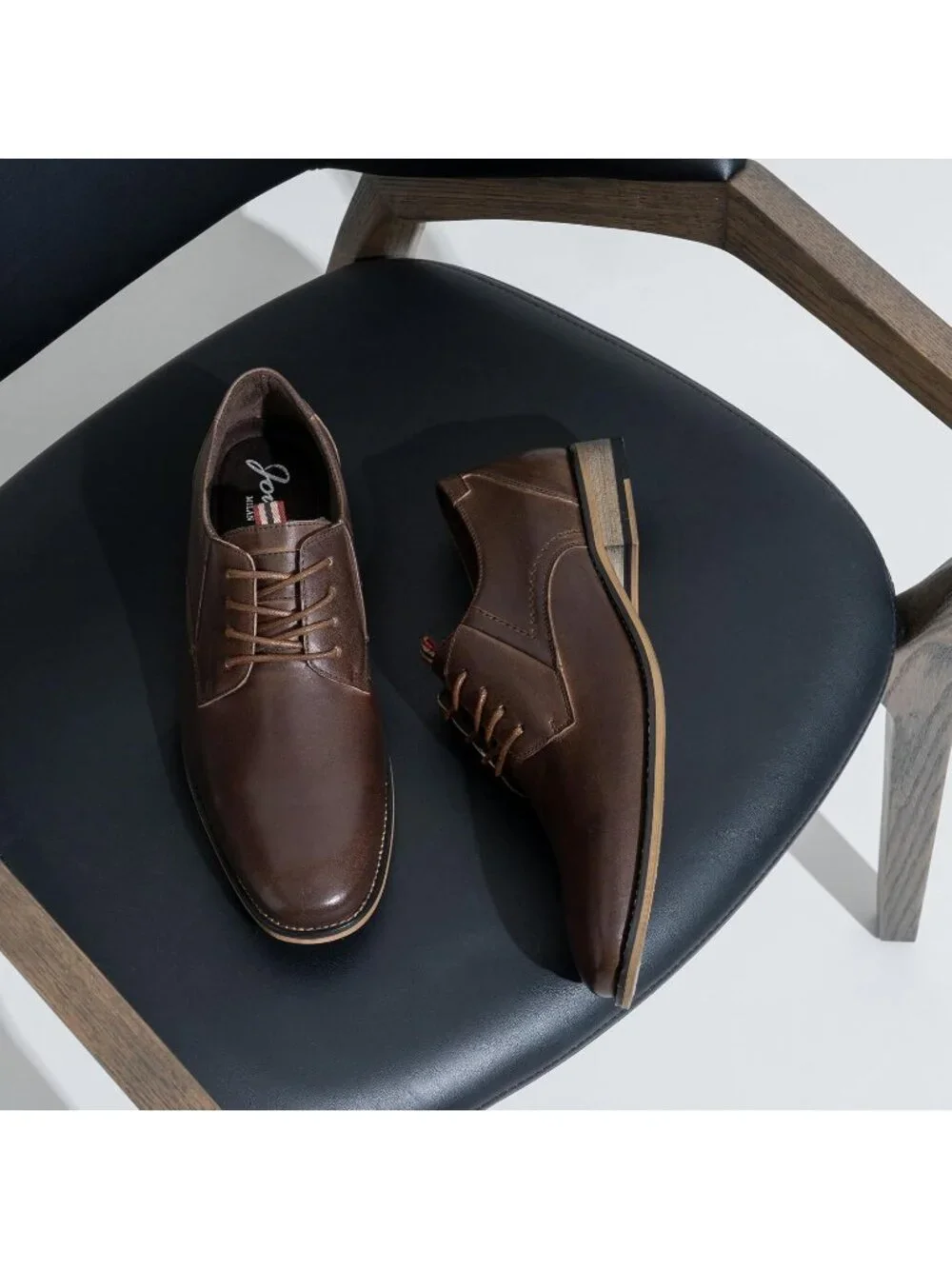 Men's Dark Brown Leather Retro Plain Toe Formal Dress Oxford Derby Causal Shoes